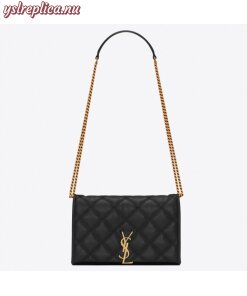 Replica YSL Fake Saint Laurent WOC Becky Chain Wallet In Black Lambskin