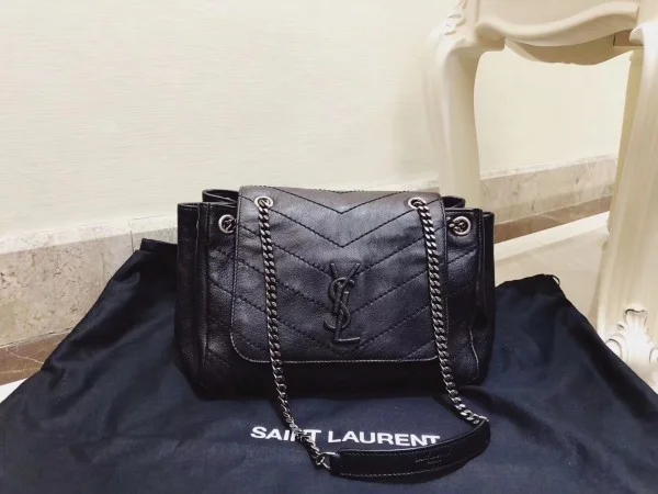Replica YSL Fake Saint Laurent Small Nolita Bag In Black Vintage Leather 8