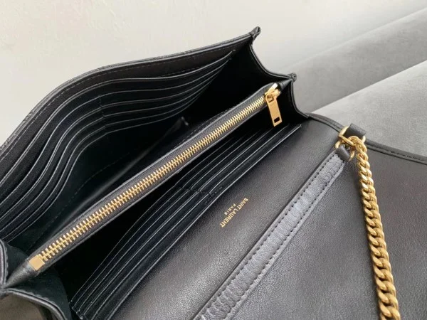 Replica YSL Fake Saint Laurent WOC Becky Chain Wallet In Black Lambskin 3