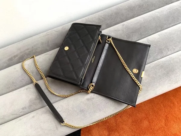 Replica YSL Fake Saint Laurent WOC Becky Chain Wallet In Black Lambskin 6