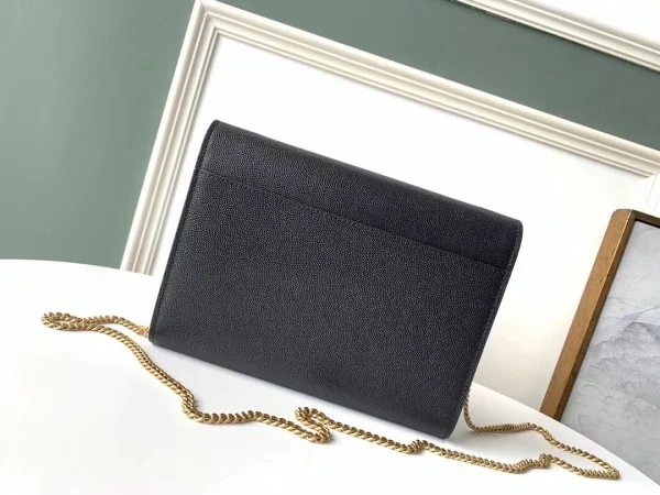 Replica YSL Fake Saint Laurent WOC Cassandra Chain Wallet In Black Leather 4