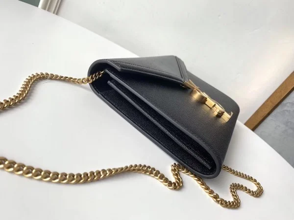 Replica YSL Fake Saint Laurent WOC Cassandra Chain Wallet In Black Leather 5