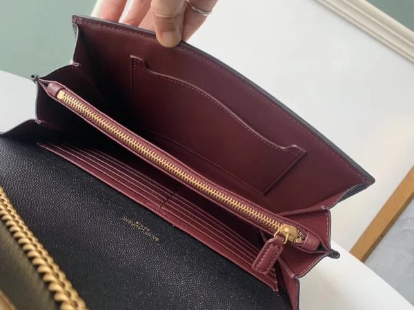 Replica YSL Fake Saint Laurent WOC Cassandra Chain Wallet In Black Leather 6