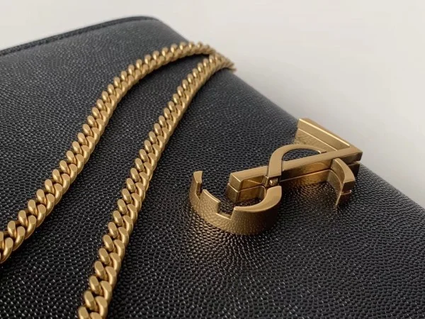 Replica YSL Fake Saint Laurent WOC Cassandra Chain Wallet In Black Leather 8