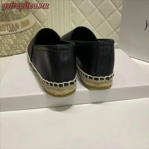 Replica YSL Fake Saint Laurent Monogram Espadrilles In Black Lambskin 5