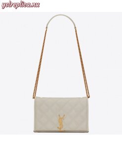 Replica YSL Fake Saint Laurent WOC Becky Chain Wallet In White Lambskin