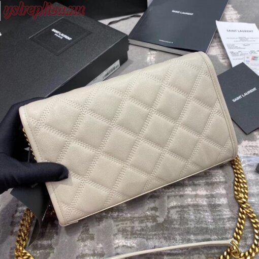 Replica YSL Fake Saint Laurent WOC Becky Chain Wallet In White Lambskin 6