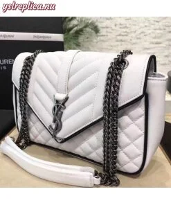 Replica YSL Fake Saint Laurent Dove Medium Monogram Satchel Bag 2