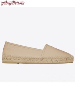 Replica YSL Fake Saint Laurent Monogram Espadrilles In Beige Lambskin