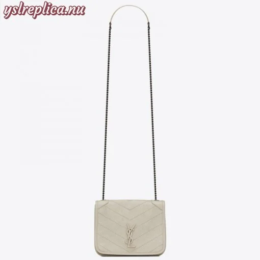 Replica YSL Fake Saint Laurent WOC Niki Chain Wallet In White Crinkled Leather