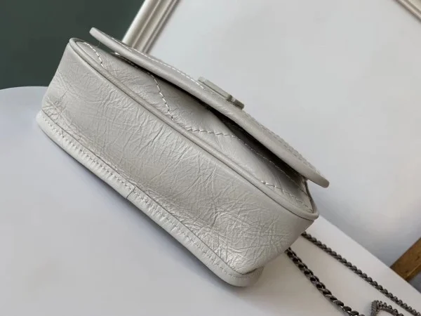 Replica YSL Fake Saint Laurent WOC Niki Chain Wallet In White Crinkled Leather 2