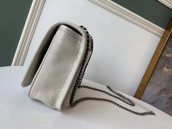 Replica YSL Fake Saint Laurent WOC Niki Chain Wallet In White Crinkled Leather 4