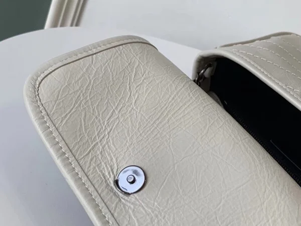 Replica YSL Fake Saint Laurent WOC Niki Chain Wallet In White Crinkled Leather 5