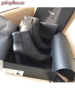 Replica YSL Fake Saint Laurent Lou 95MM Ankle Boots In Black Lambskin 2