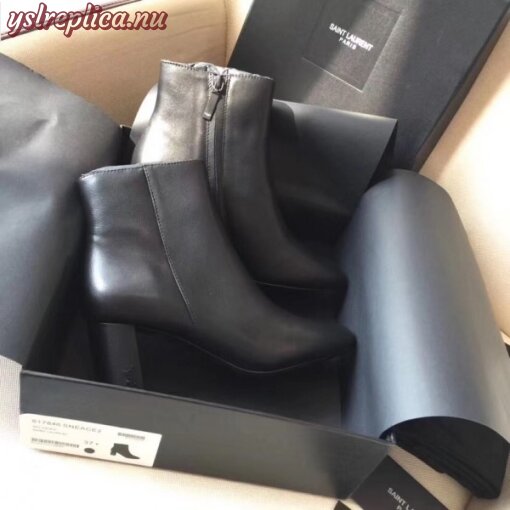 Replica YSL Fake Saint Laurent Lou 95MM Ankle Boots In Black Lambskin 2