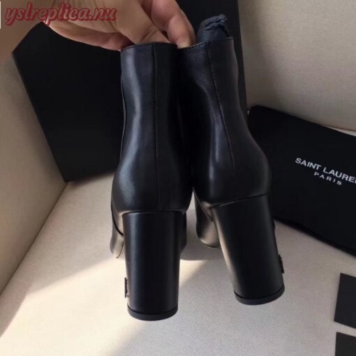 Replica YSL Fake Saint Laurent Lou 95MM Ankle Boots In Black Lambskin 5