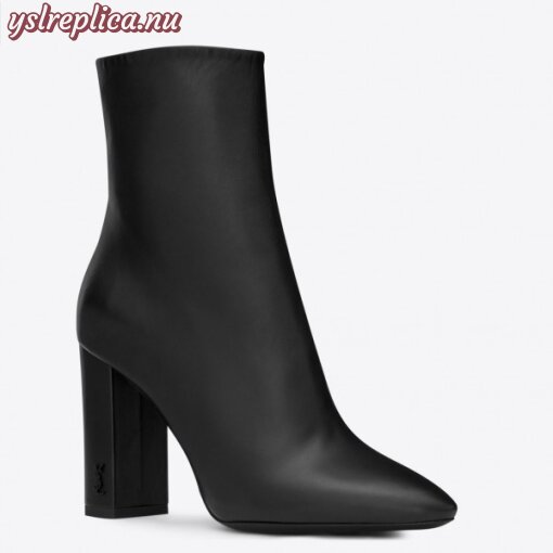 Replica YSL Fake Saint Laurent Lou 95MM Ankle Boots In Black Lambskin 6