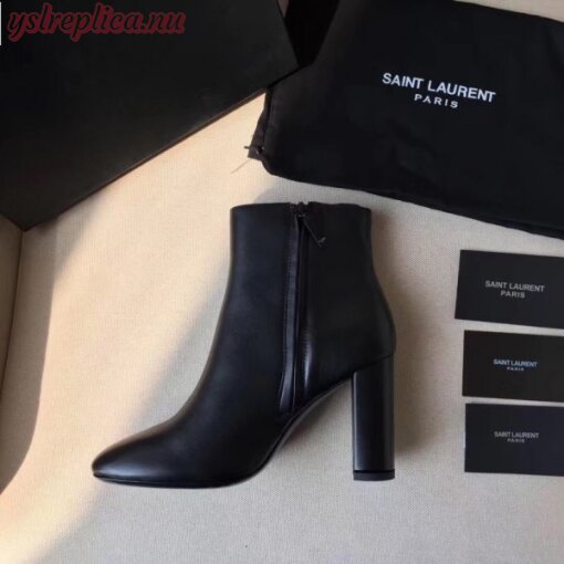 Replica YSL Fake Saint Laurent Lou 95MM Ankle Boots In Black Lambskin 8