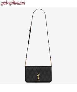 Replica YSL Fake Saint Laurent Angie Chain Bag In Black Diamond Lambskin