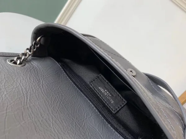 Replica YSL Fake Saint Laurent WOC Niki Chain Wallet In Storm Crinkled Leather 5