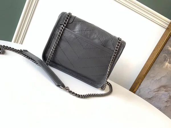 Replica YSL Fake Saint Laurent WOC Niki Chain Wallet In Storm Crinkled Leather 6