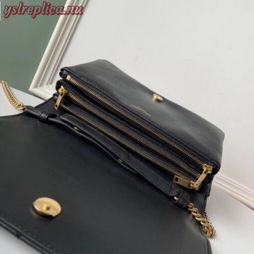 Replica YSL Fake Saint Laurent Angie Chain Bag In Black Diamond Lambskin 3