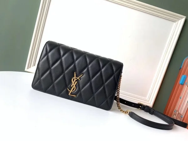 Replica YSL Fake Saint Laurent Angie Chain Bag In Black Diamond Lambskin 7