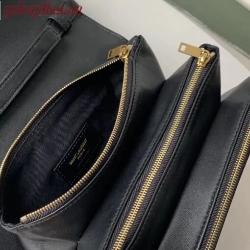 Replica YSL Fake Saint Laurent Angie Chain Bag In Black Diamond Lambskin 9
