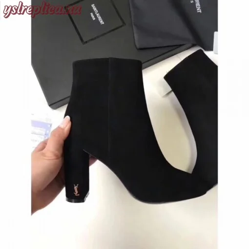 Replica YSL Fake Saint Laurent LouLou 95 Zipped Ankle Boot In Black Suede