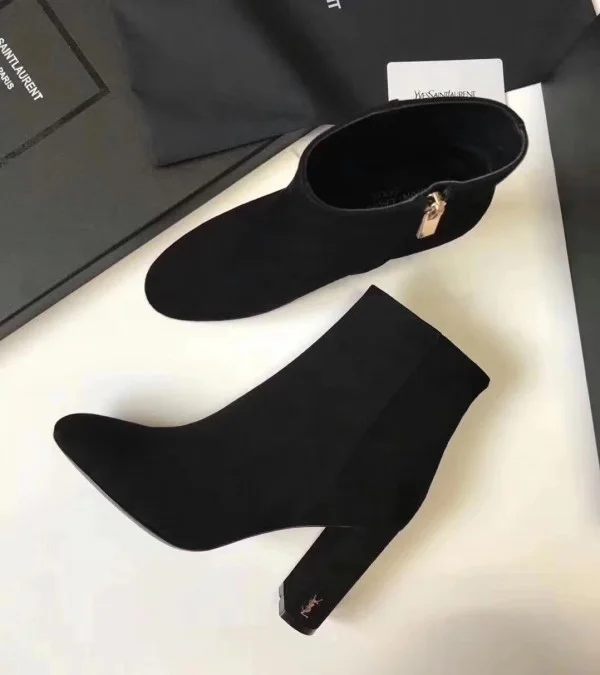 Replica YSL Fake Saint Laurent LouLou 95 Zipped Ankle Boot In Black Suede 2