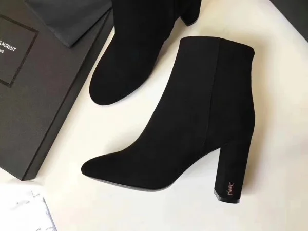 Replica YSL Fake Saint Laurent LouLou 95 Zipped Ankle Boot In Black Suede 3