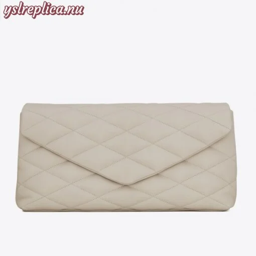 Replica YSL Fake Saint Laurent Sade Puffer Envelope Clutch In White Lambskin