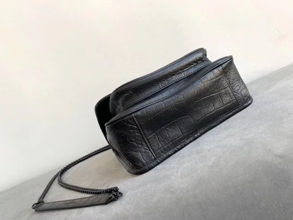 Replica YSL Fake Saint Laurent Niki Baby Bag In Black Crocodile Embossed Leather 3