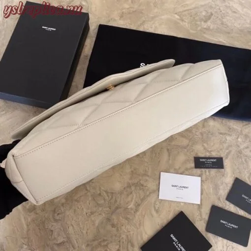 Replica YSL Fake Saint Laurent Sade Puffer Envelope Clutch In White Lambskin 4