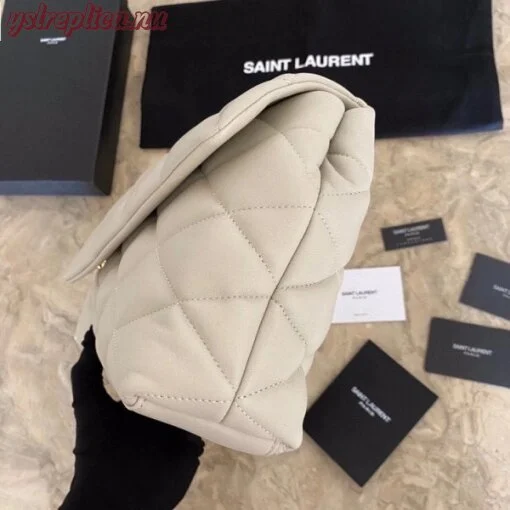 Replica YSL Fake Saint Laurent Sade Puffer Envelope Clutch In White Lambskin 5