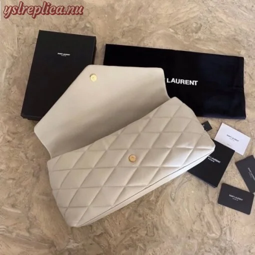 Replica YSL Fake Saint Laurent Sade Puffer Envelope Clutch In White Lambskin 7