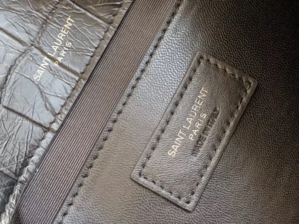 Replica YSL Fake Saint Laurent Niki Baby Bag In Black Crocodile Embossed Leather 8