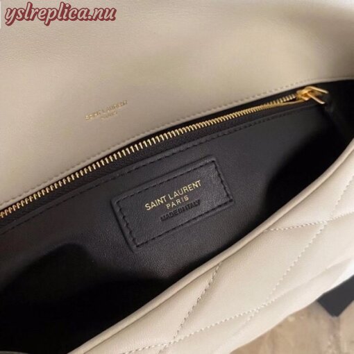 Replica YSL Fake Saint Laurent Sade Puffer Envelope Clutch In White Lambskin 9