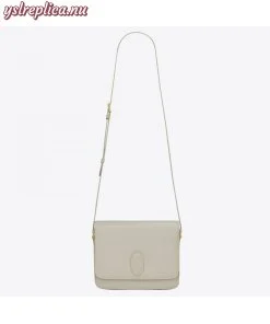 Replica YSL Fake Saint Laurent LE 61 Medium Saddle Bag In White Leather