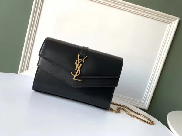 Replica YSL Fake Saint Laurent WOC Sulpice Chain Wallet In Black Calfskin 3