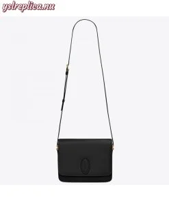 Replica YSL Fake Saint Laurent LE 61 Medium Saddle Bag In Black Leather