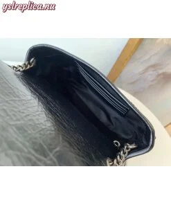 Replica YSL Fake Saint Laurent WOC Niki Chain Wallet In Black Crinkled Leather 2