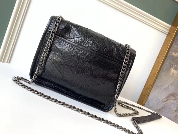 Replica YSL Fake Saint Laurent WOC Niki Chain Wallet In Black Crinkled Leather 6