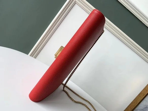 Replica YSL Fake Saint Laurent WOC Cassandra Chain Wallet In Red Leather 2