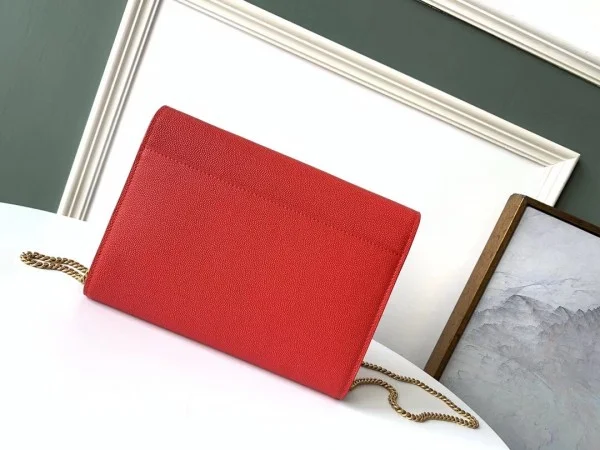 Replica YSL Fake Saint Laurent WOC Cassandra Chain Wallet In Red Leather 5