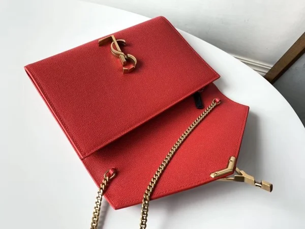 Replica YSL Fake Saint Laurent WOC Cassandra Chain Wallet In Red Leather 6