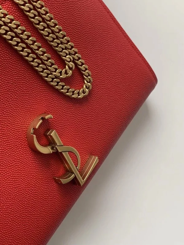 Replica YSL Fake Saint Laurent WOC Cassandra Chain Wallet In Red Leather 8