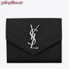 Replica YSL Fake Saint Laurent Compact Tri Fold Wallet In Black Leather 9