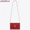 Replica YSL Fake Saint Laurent WOC Envelope Chain Wallet In Noir Leather 9