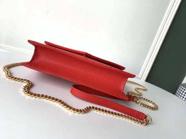 Replica YSL Fake Saint Laurent WOC Envelope Chain Wallet In Red Leather 8